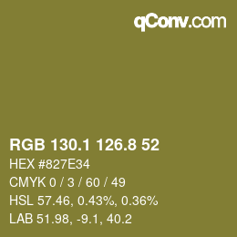 Color code: RGB 130.1 126.8 52 | qconv.com
