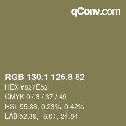Color code: RGB 130.1 126.8 82 | qconv.com
