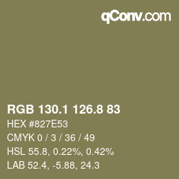 カラーコード: RGB 130.1 126.8 83 | qconv.com