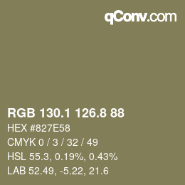 カラーコード: RGB 130.1 126.8 88 | qconv.com