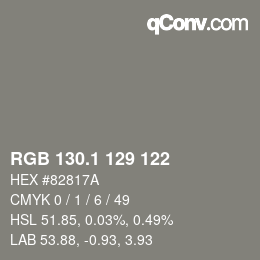 Color code: RGB 130.1 129 122 | qconv.com