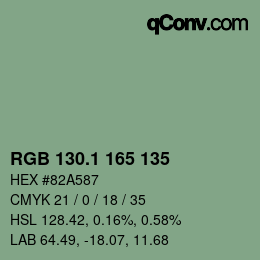 カラーコード: RGB 130.1 165 135 | qconv.com