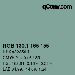 カラーコード: RGB 130.1 165 155 | qconv.com