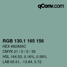カラーコード: RGB 130.1 165 156 | qconv.com
