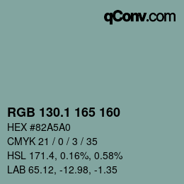 カラーコード: RGB 130.1 165 160 | qconv.com