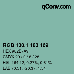 Color code: RGB 130.1 183 169 | qconv.com