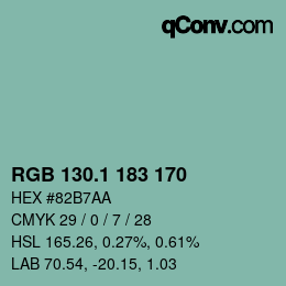 カラーコード: RGB 130.1 183 170 | qconv.com