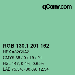 カラーコード: RGB 130.1 201 162 | qconv.com