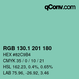 カラーコード: RGB 130.1 201 180 | qconv.com