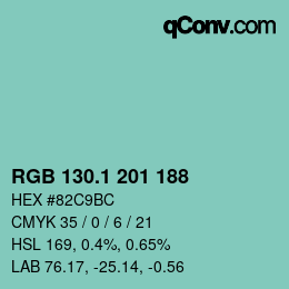 カラーコード: RGB 130.1 201 188 | qconv.com