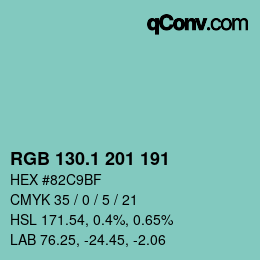 カラーコード: RGB 130.1 201 191 | qconv.com