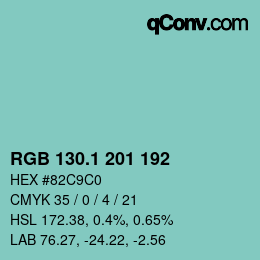 Color code: RGB 130.1 201 192 | qconv.com