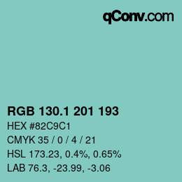 Color code: RGB 130.1 201 193 | qconv.com