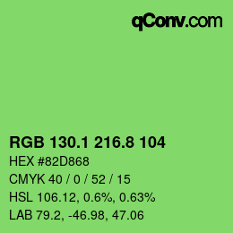 カラーコード: RGB 130.1 216.8 104 | qconv.com