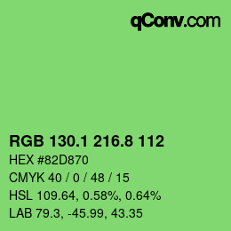 カラーコード: RGB 130.1 216.8 112 | qconv.com