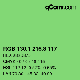カラーコード: RGB 130.1 216.8 117 | qconv.com