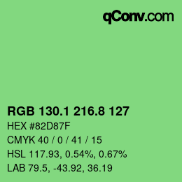 カラーコード: RGB 130.1 216.8 127 | qconv.com