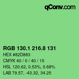 カラーコード: RGB 130.1 216.8 131 | qconv.com