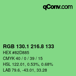 カラーコード: RGB 130.1 216.8 133 | qconv.com