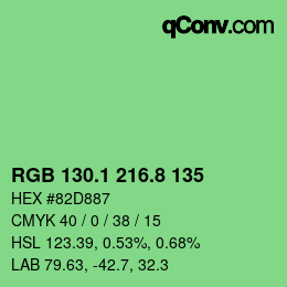 カラーコード: RGB 130.1 216.8 135 | qconv.com