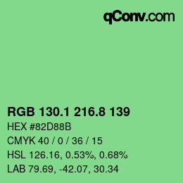 カラーコード: RGB 130.1 216.8 139 | qconv.com