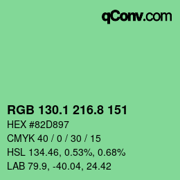 カラーコード: RGB 130.1 216.8 151 | qconv.com