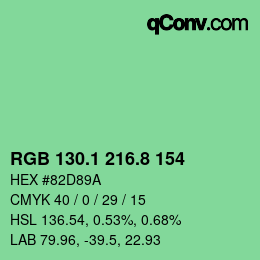 カラーコード: RGB 130.1 216.8 154 | qconv.com