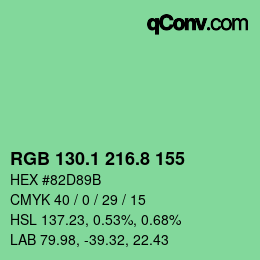カラーコード: RGB 130.1 216.8 155 | qconv.com