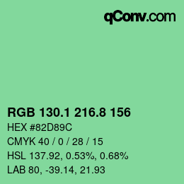 カラーコード: RGB 130.1 216.8 156 | qconv.com