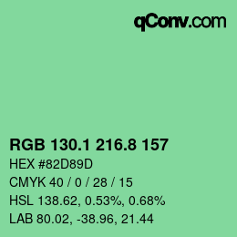 カラーコード: RGB 130.1 216.8 157 | qconv.com