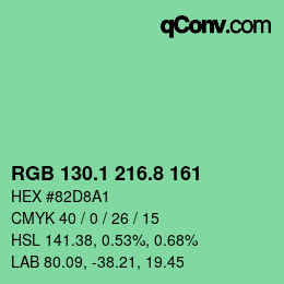 カラーコード: RGB 130.1 216.8 161 | qconv.com