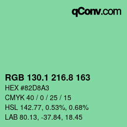 カラーコード: RGB 130.1 216.8 163 | qconv.com