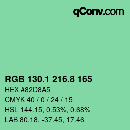 カラーコード: RGB 130.1 216.8 165 | qconv.com