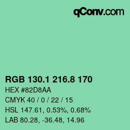 カラーコード: RGB 130.1 216.8 170 | qconv.com
