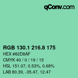 カラーコード: RGB 130.1 216.8 175 | qconv.com