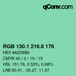 カラーコード: RGB 130.1 216.8 176 | qconv.com