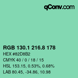 カラーコード: RGB 130.1 216.8 178 | qconv.com