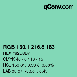 カラーコード: RGB 130.1 216.8 183 | qconv.com