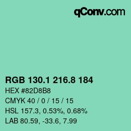 カラーコード: RGB 130.1 216.8 184 | qconv.com