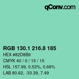 カラーコード: RGB 130.1 216.8 185 | qconv.com