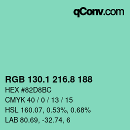 カラーコード: RGB 130.1 216.8 188 | qconv.com