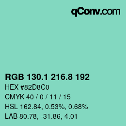 Color code: RGB 130.1 216.8 192 | qconv.com