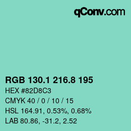 カラーコード: RGB 130.1 216.8 195 | qconv.com