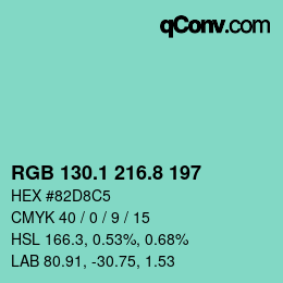 Farbcode: RGB 130.1 216.8 197 | qconv.com