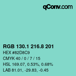 Color code: RGB 130.1 216.8 201 | qconv.com