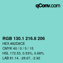 Color code: RGB 130.1 216.8 206 | qconv.com