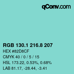 Color code: RGB 130.1 216.8 207 | qconv.com