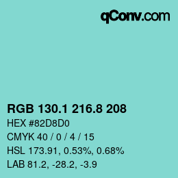 カラーコード: RGB 130.1 216.8 208 | qconv.com