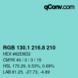 Color code: RGB 130.1 216.8 210 | qconv.com
