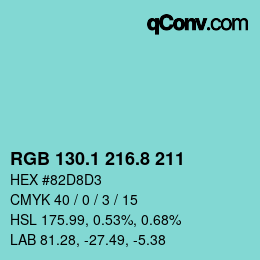 Farbcode: RGB 130.1 216.8 211 | qconv.com
